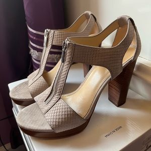 Michael Kors Women’s Berkley T-Strap Platform Dress Sandal — Color: Nude